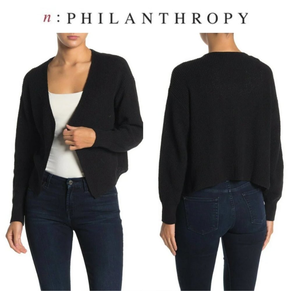n:Philanthropy Violet Open Front Long Sleeve Cardigan